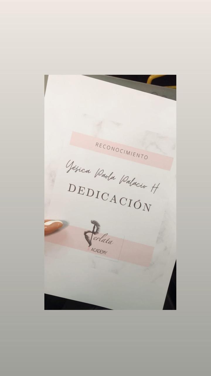 Reconocimiento por dedicación otorgado por Perlata Academy